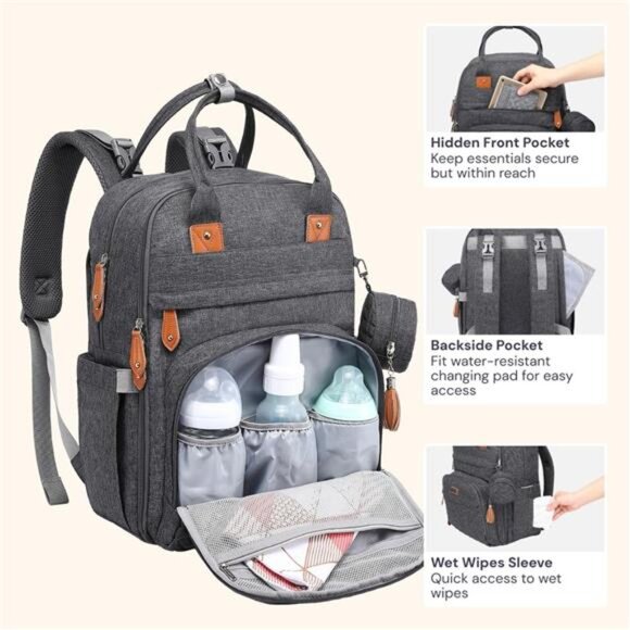 baby diaper bag travel backpack 1pc Large Capacity Mummy Bag Products Organizer (Black) KeaBabies understands the importance of having a durable and lasting bag to bring you places with your little ones The Best Diaper Bag for